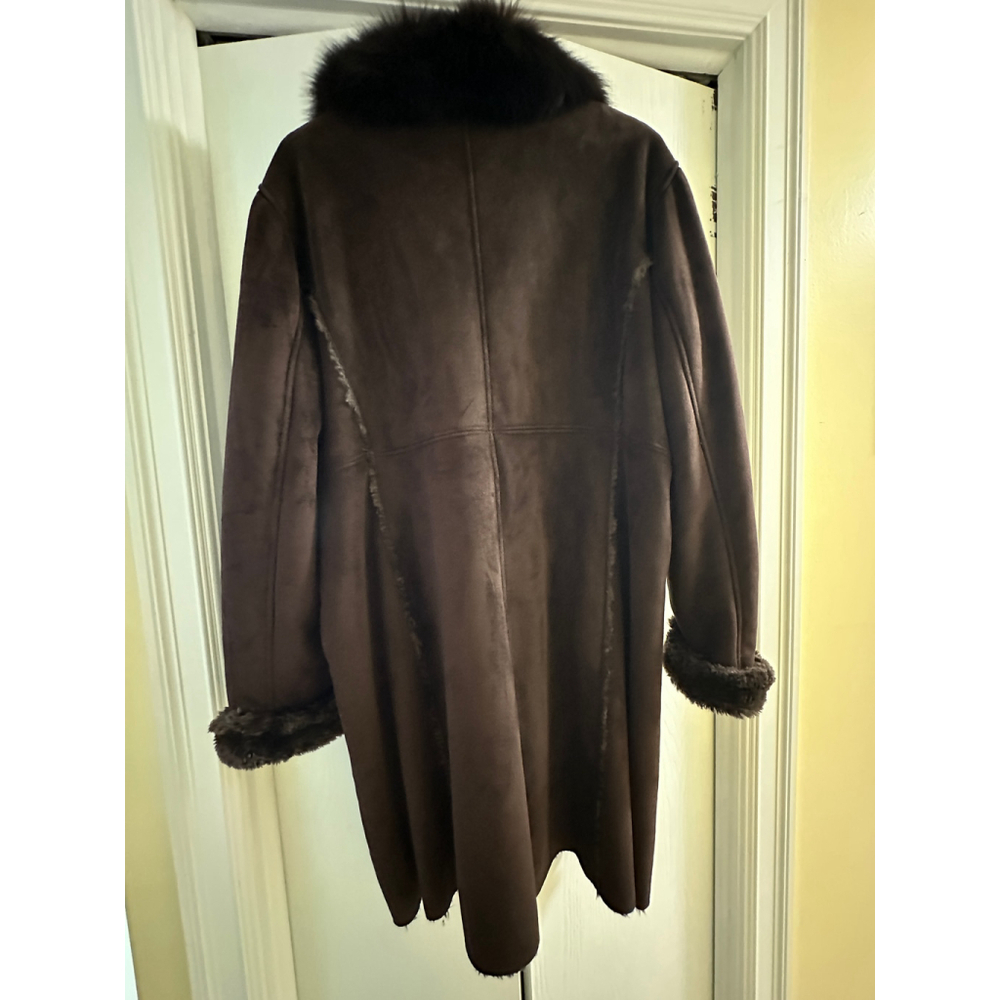Wilsons Leather Faux Shearling Coat w/ Genuine Fox Fur Collar XL - Picture 4 of 11
